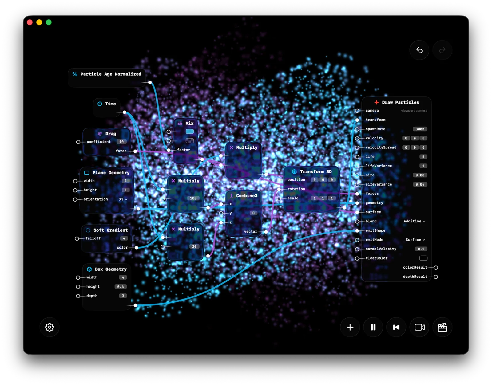 Wide Subjective Designer screenshot with layered node composition.