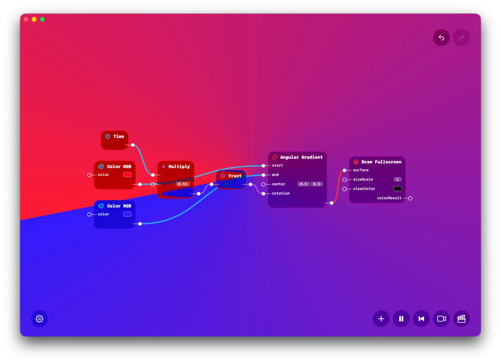 Desktop Subjective Designer graph laid over a realtime rendered scene.