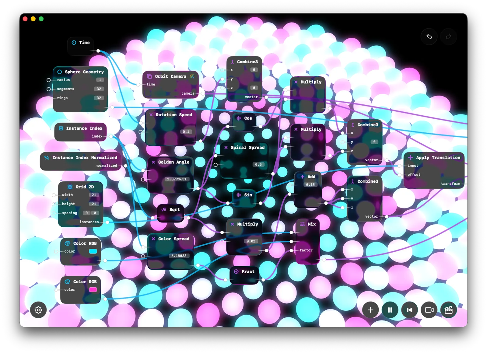 Subjective Designer graph with colorful abstract output.